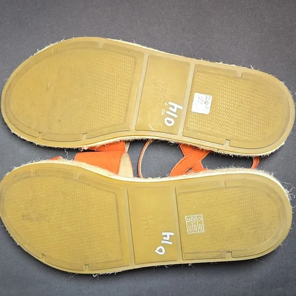 Eileen Fisher Leather Devi Tangelo Tumbled Nubuck Espadrills Platform Sandals