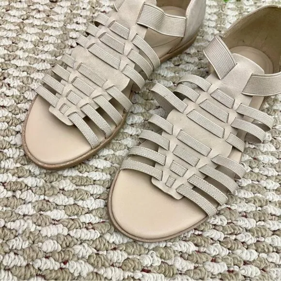 Eileen Fisher Rato Womens Casual Elastic Gladiator Sandals in Khaki Size 7
