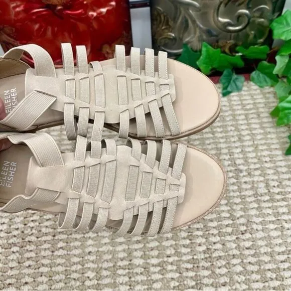 Eileen Fisher Rato Womens Casual Elastic Gladiator Sandals in Khaki Size 7