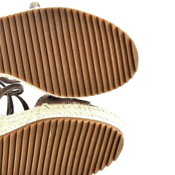 Eileen Fisher Wanda Espadrille Sandals 6 NWOT Wedge Strappy Leather Gold Tan