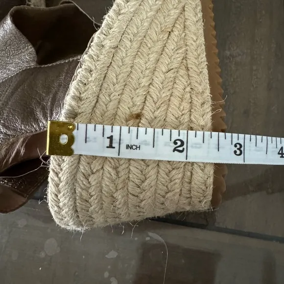 Eileen Fisher Woman's Bronze Willow Espadrille Leather Wedge Sandals, Size 8.5