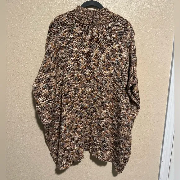Elan‎ Multi Knit Mock Neck Poncho with Cross Front Boho Lagenlook