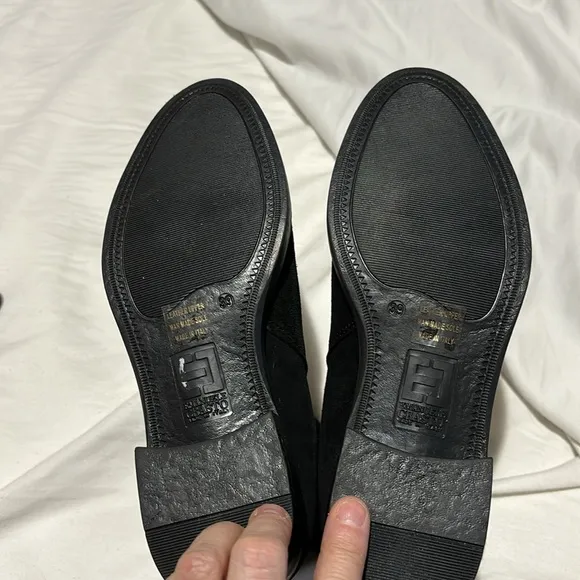 Emanuele Crasto 39 black suede ankle boot pull on rubber sole NWT flat heel