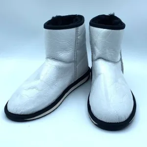 EMU Australia Stinger Mini Zip White Leather Boots Water Resistant W7/M6 NWOB