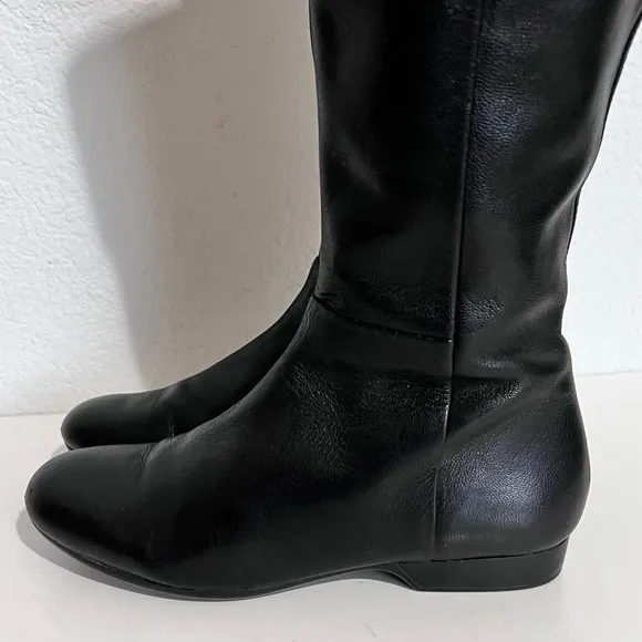 Enzo Angiolini Eazebby Black Leather Knee High Inside Zip Boots 5