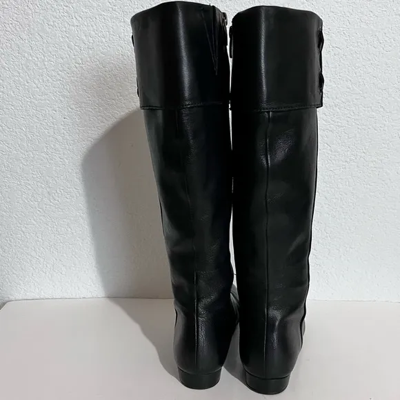 Enzo Angiolini Eazebby Black Leather Knee High Inside Zip Boots 5