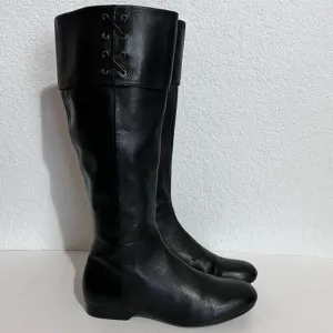 Enzo Angiolini Eazebby Black Leather Knee High Inside Zip Boots 5