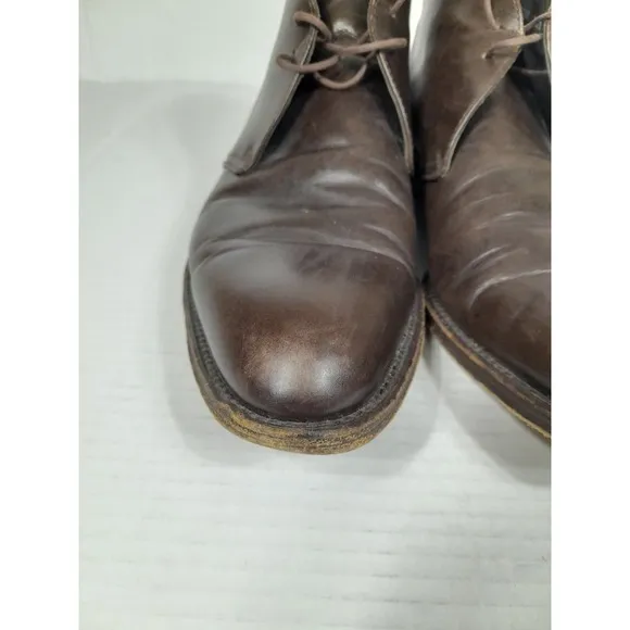 Ermenegildo Zegna Brown Leather Chukka Ankle Boots 11.5 D ITALY