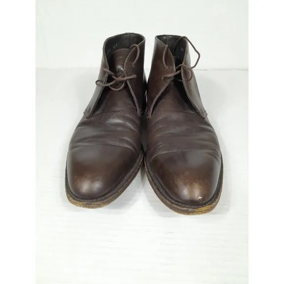 Ermenegildo Zegna Brown Leather Chukka Ankle Boots 11.5 D ITALY