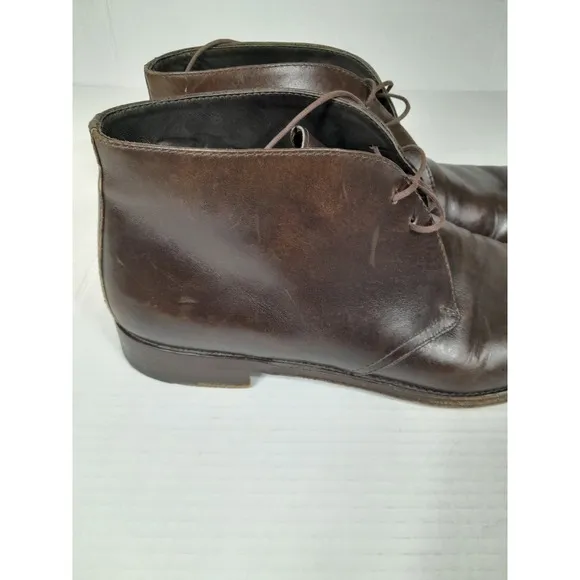 Ermenegildo Zegna Brown Leather Chukka Ankle Boots 11.5 D ITALY