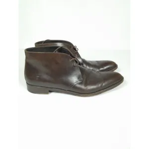 Ermenegildo Zegna Brown Leather Chukka Ankle Boots 11.5 D ITALY