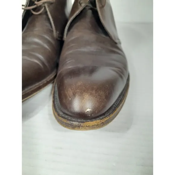 Ermenegildo Zegna Brown Leather Chukka Ankle Boots 11.5 D ITALY