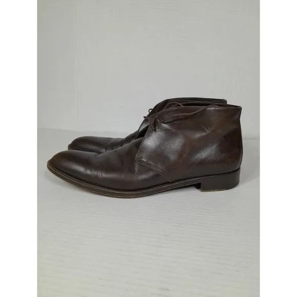 Ermenegildo Zegna Brown Leather Chukka Ankle Boots 11.5 D ITALY
