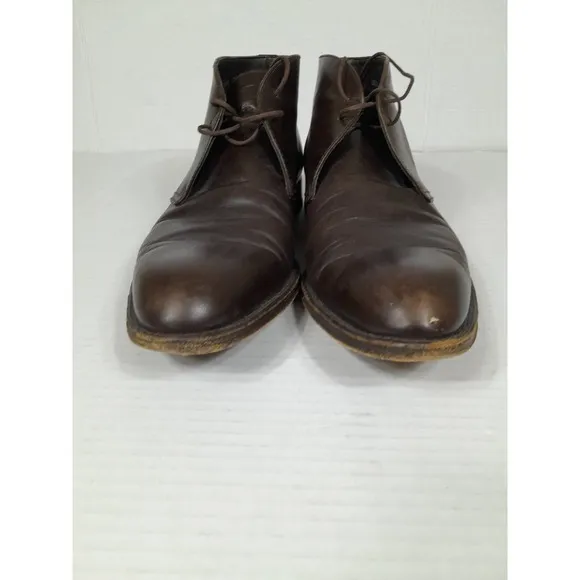 Ermenegildo Zegna Brown Leather Chukka Ankle Boots 11.5 D ITALY