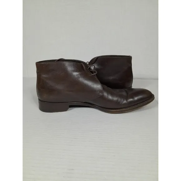 Ermenegildo Zegna Brown Leather Chukka Ankle Boots 11.5 D ITALY