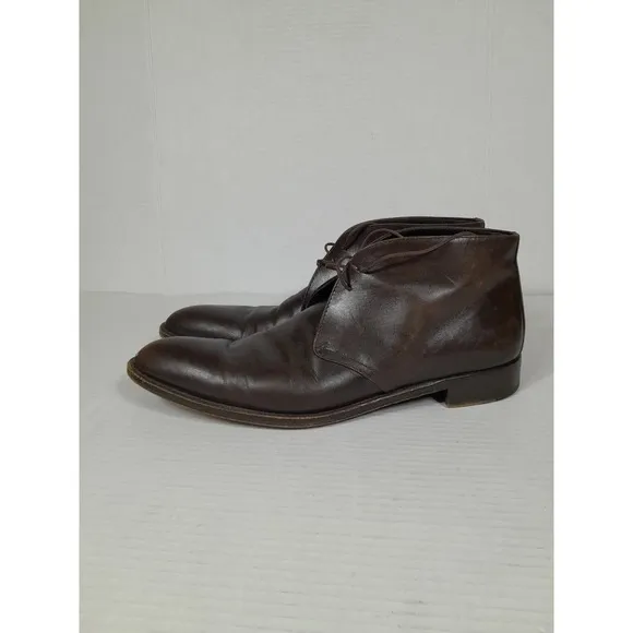 Ermenegildo Zegna Brown Leather Chukka Ankle Boots 11.5 D ITALY