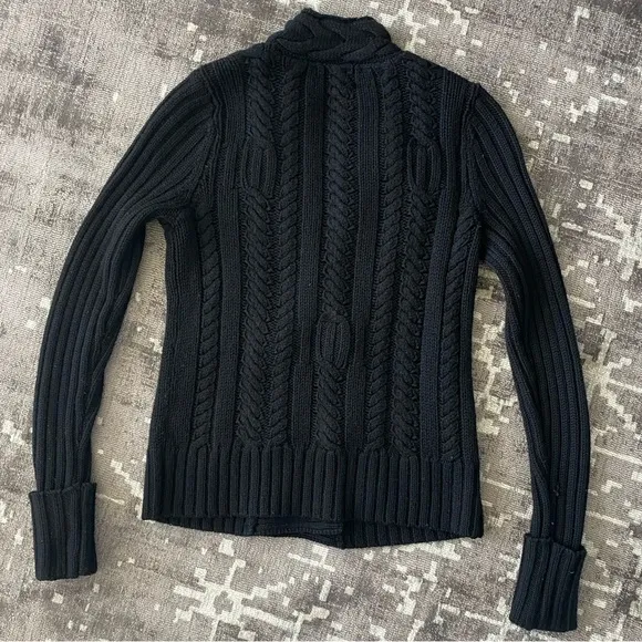EUC Banana Republic 100% Merino Wool cableknit sweater double breasted buttons