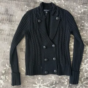EUC Banana Republic 100% Merino Wool cableknit sweater double breasted buttons