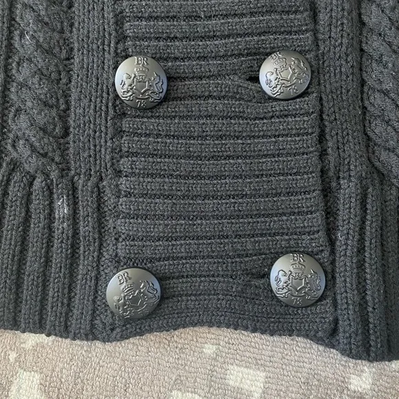 EUC Banana Republic 100% Merino Wool cableknit sweater double breasted buttons