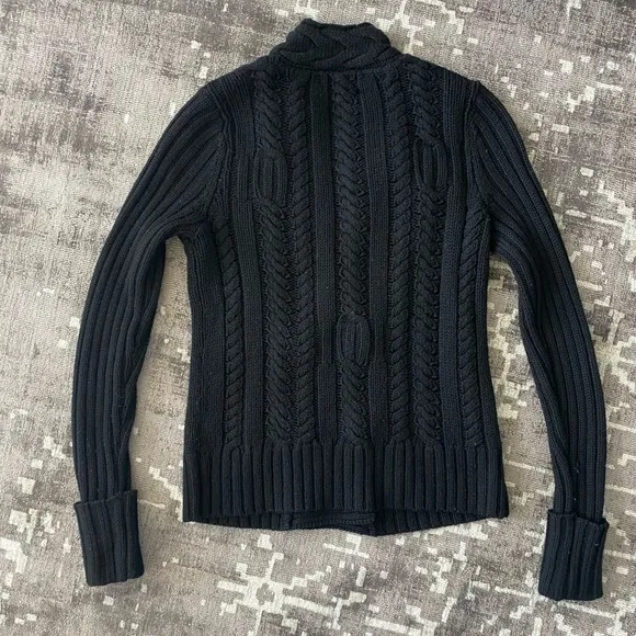 EUC Banana Republic 100% Merino Wool cableknit sweater double breasted buttons