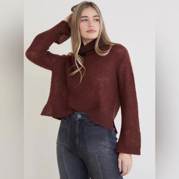 EUC Bella Dahl Brea A-line Turtleneck Kid Mohair Wool Sweater
