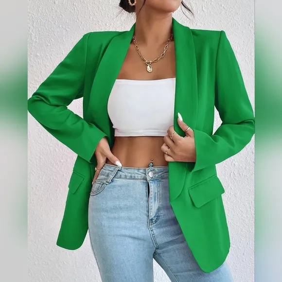 Evelyn Classic Collar Blazer - Green