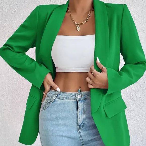 Evelyn Classic Collar Blazer - Green