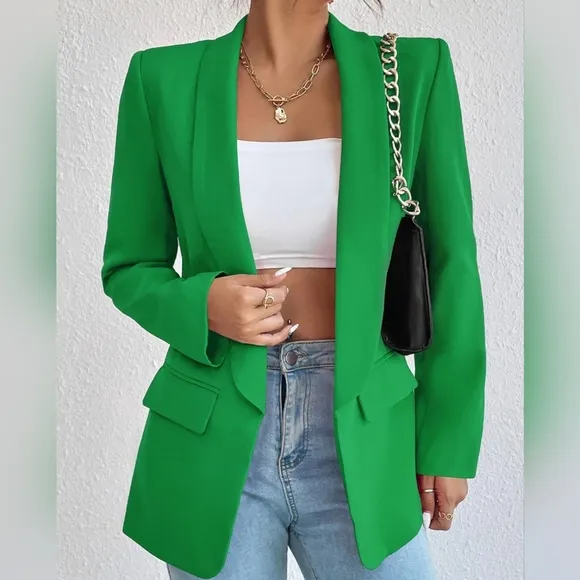 Evelyn Classic Collar Blazer - Green
