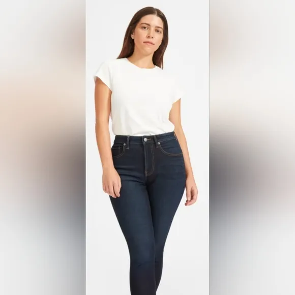 EVERLANE - The Authentic Stretch High-Rise Skinny Jeans – Dark Blue Wash