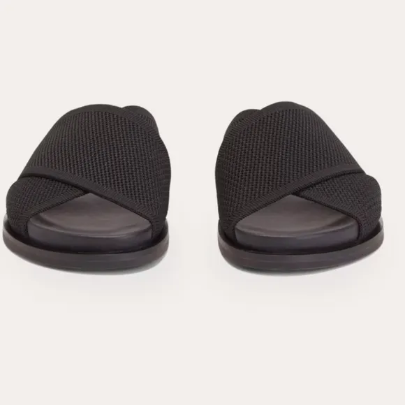 Everlane The Reknit Form Crossover Sandal Black Reknit Recycled Polyester 7
