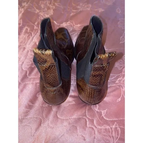 Everlane‎ The Western Boot Size 8.5 Brown Leather Snakeskin Chelsea Made Italy