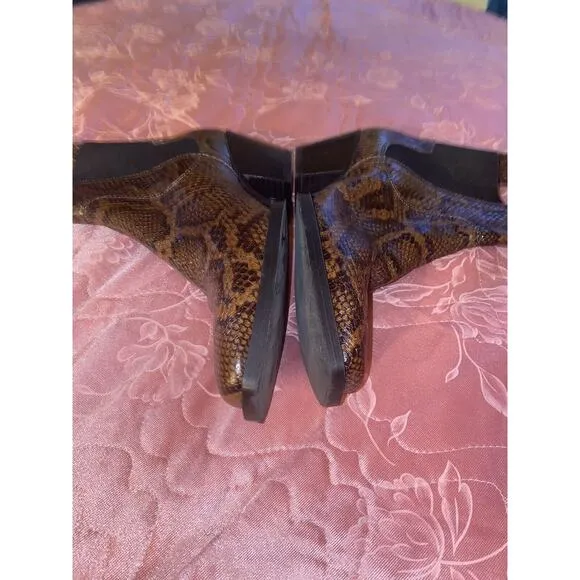 Everlane‎ The Western Boot Size 8.5 Brown Leather Snakeskin Chelsea Made Italy