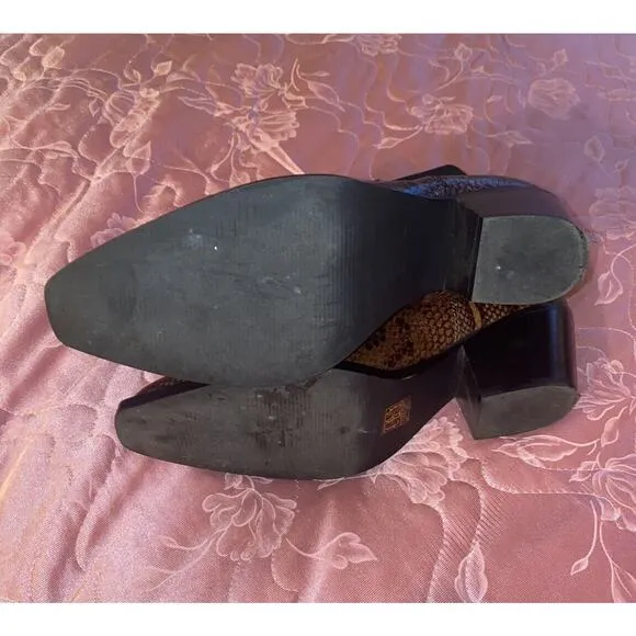 Everlane‎ The Western Boot Size 8.5 Brown Leather Snakeskin Chelsea Made Italy