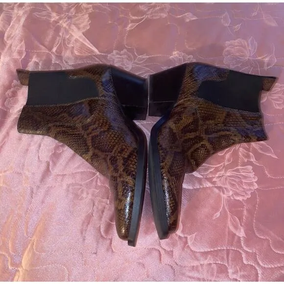 Everlane‎ The Western Boot Size 8.5 Brown Leather Snakeskin Chelsea Made Italy