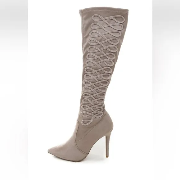 Faded Tea Rose Stiletto Boots with Braided Detail