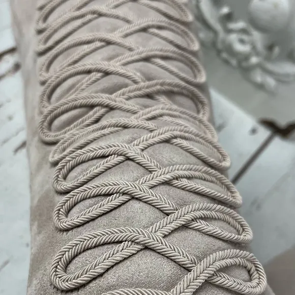 Faded Tea Rose Stiletto Boots with Braided Detail