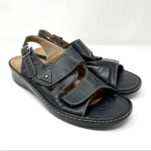 Fidelio Fabia Vienna Hallux womans casual sandals black leather Sz41 BoxK