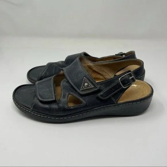 Fidelio Fabia Vienna Hallux womans casual sandals black leather Sz41 BoxK