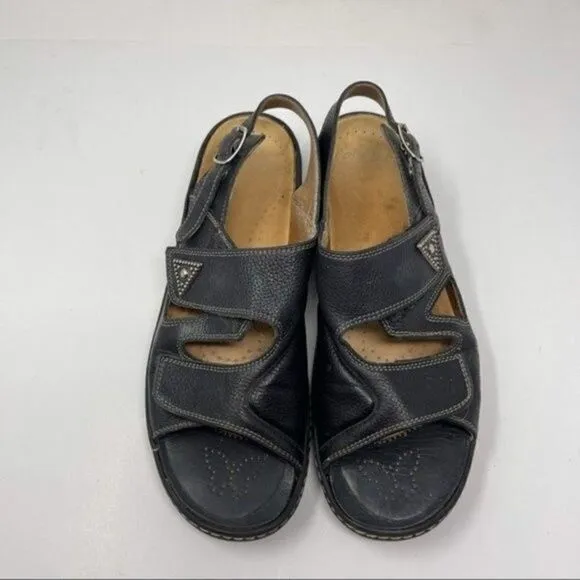 Fidelio Fabia Vienna Hallux womans casual sandals black leather Sz41 BoxK