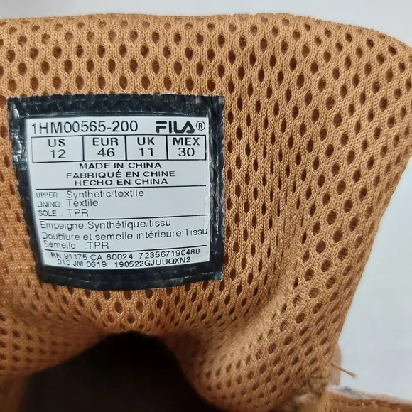 FILA EVERPOINT BOOTS MENS GORPCORE HIKING CAMPING WORK LACE UP WHEAT/GUM SIZE 12