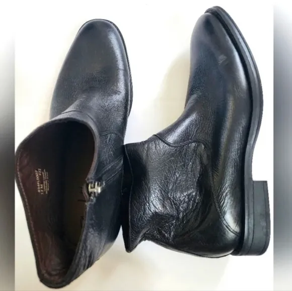 Flag Ltd, Men's Casual Black Leather Oxford Pointed Side Zipper Boots, sz 12