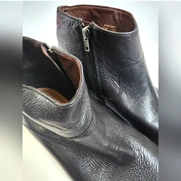 Flag Ltd, Men's Casual Black Leather Oxford Pointed Side Zipper Boots, sz 12
