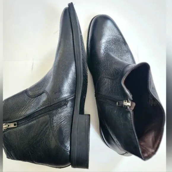 Flag Ltd, Men's Casual Black Leather Oxford Pointed Side Zipper Boots, sz 12