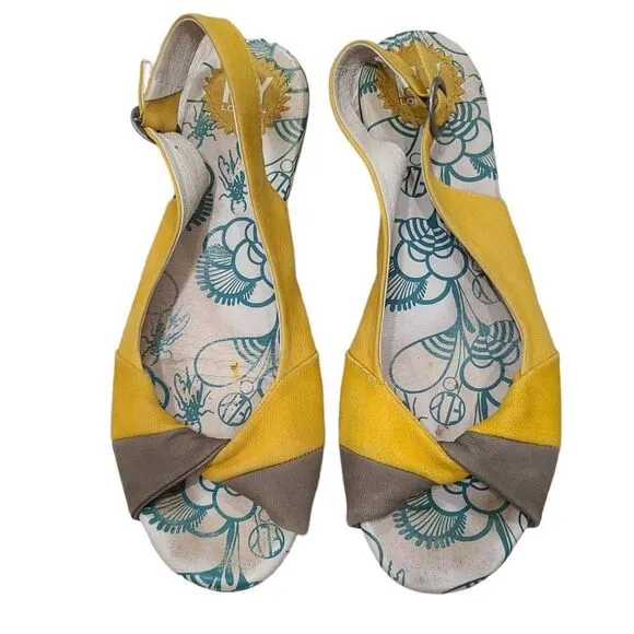 Fly London Sandals Womens US 8 Multicolor Genuine Leather Back Strap Casual Wear