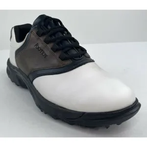 FootJoy GreenJoys Mens Golf Shoes Sz 11.5M 45516 White Brown Soft Spikes