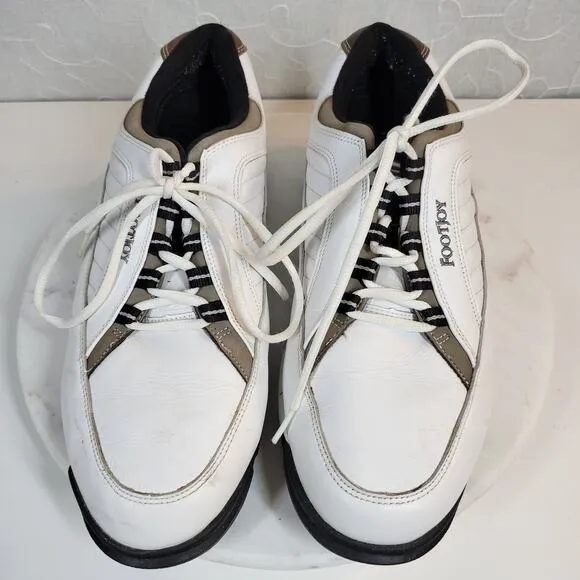 FootJoy Mens Golf Shoes 11.5W White Leather Lace Up Soft Spikes Sneaker 57930