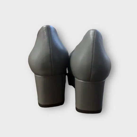 Forgeena Casual Leather Round Toe Sz 11 Office Comfortable Slip On Chunky Pumps