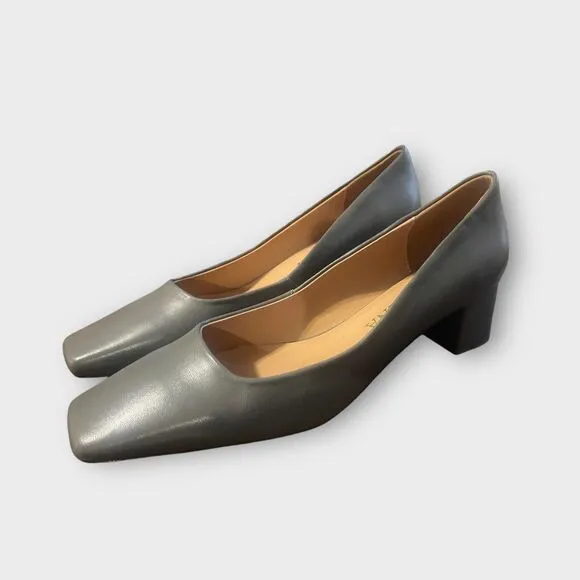Forgeena Casual Leather Round Toe Sz 11 Office Comfortable Slip On Chunky Pumps