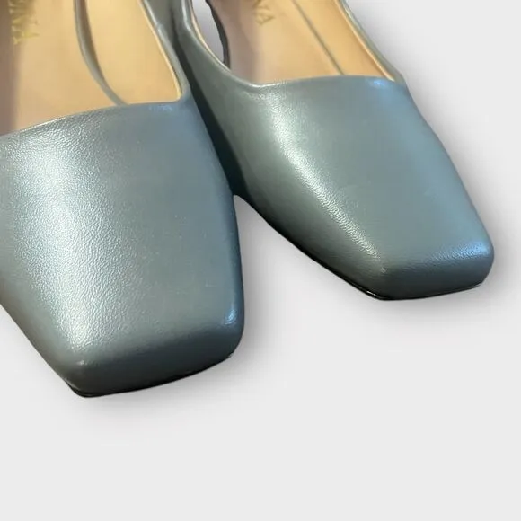 Forgeena Casual Leather Round Toe Sz 11 Office Comfortable Slip On Chunky Pumps