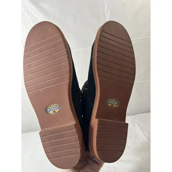 Fossil Boots Mens Casual Chukka SIZE 8 BLUE SUEDE LEATHER